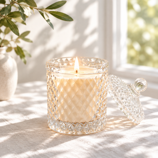 Geo Candle — bright window lifestyle