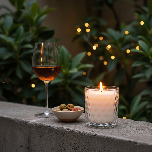 Geo Cut Glass Candle Lifestyle - Alfresco