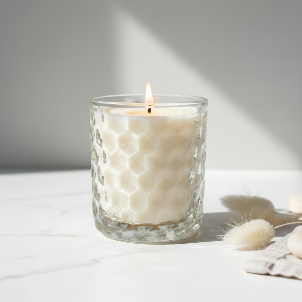 Geo Cut Glass Candle Lifestyle