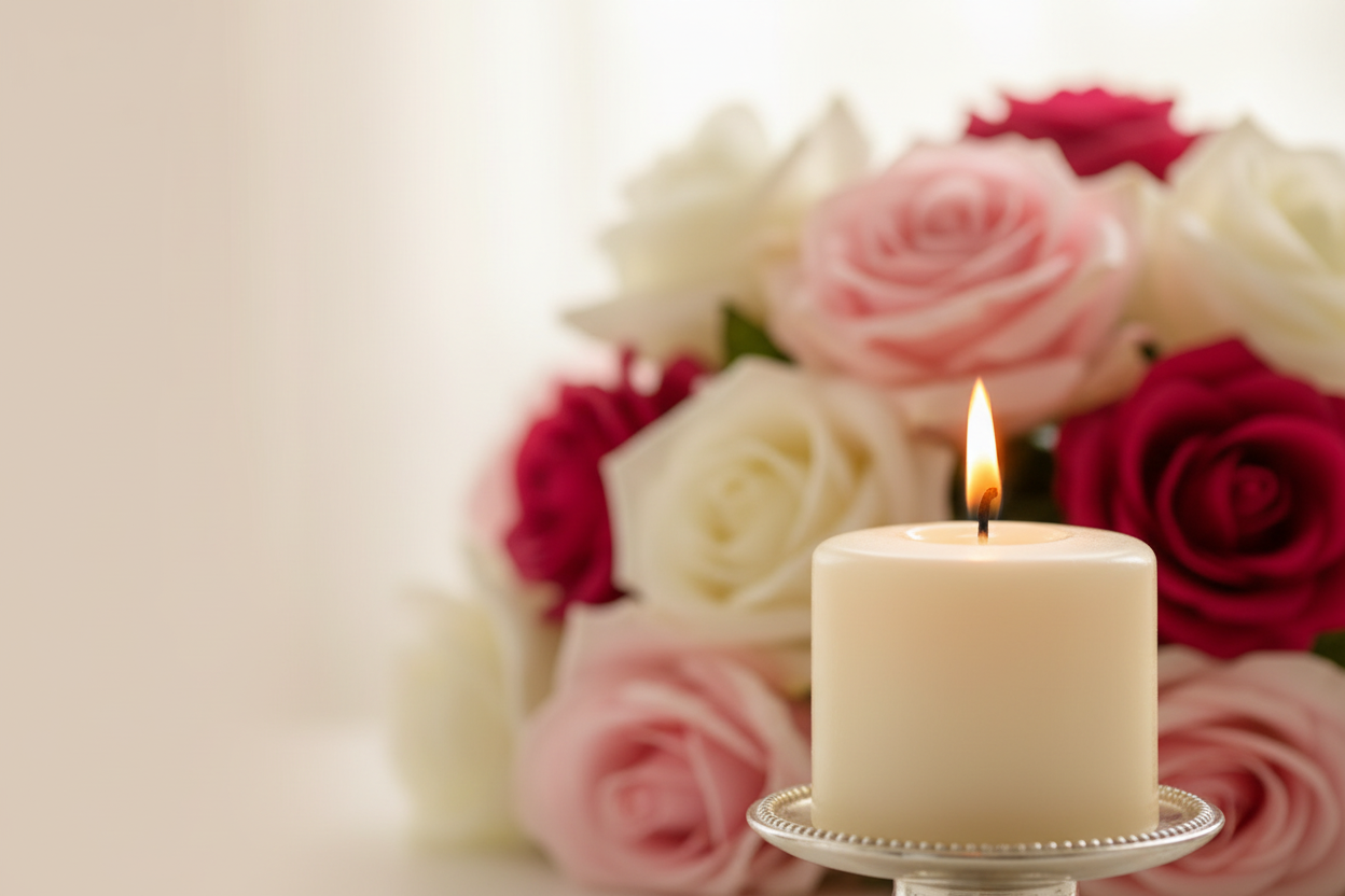 Landscape candle and roses header