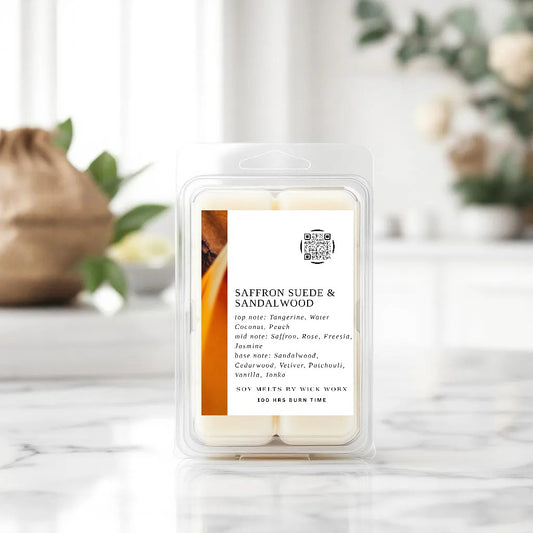 SAFFRON SUEDE & SANDALWOOD - 75G WAX MELTS