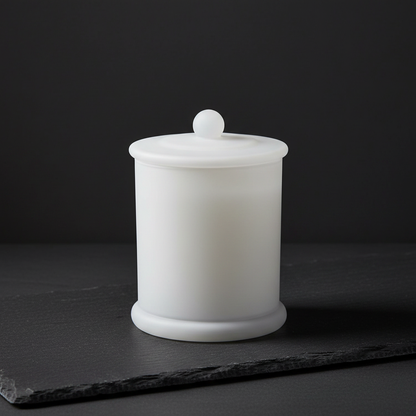 White Lidded Candle - Dark Background