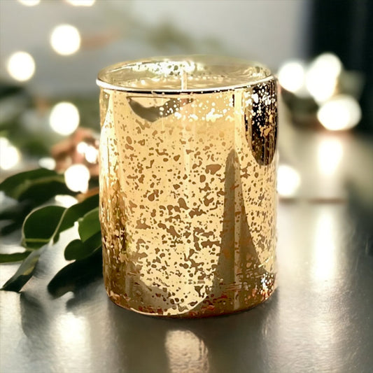 Gold Crackle Glass Tumbler 220g Candle - WICK WORX NZ